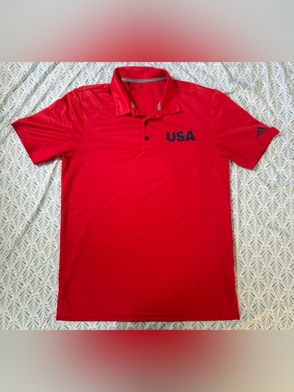 adidas Red Polo Shirt with USA Chest Graphic